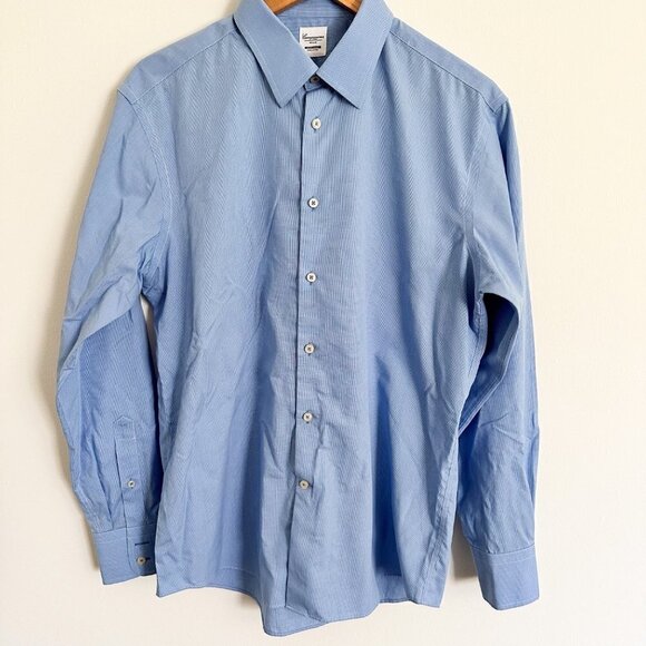CAMICISSIMA Milano Mens Dress Shirt Long Sleeves Regular Cotton Blue Check Sz 41 - Picture 8 of 8